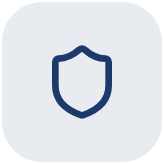 Blue shield icon on a white background, representing a protection system